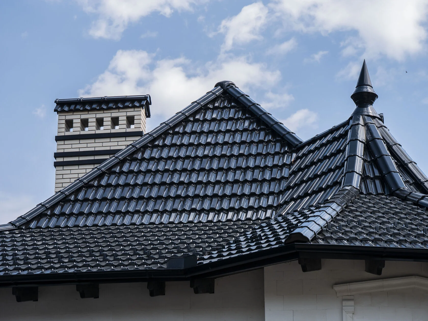 Керамическая черепица, Creaton Rapido, чёрный глянец, Кожушна, Страшены