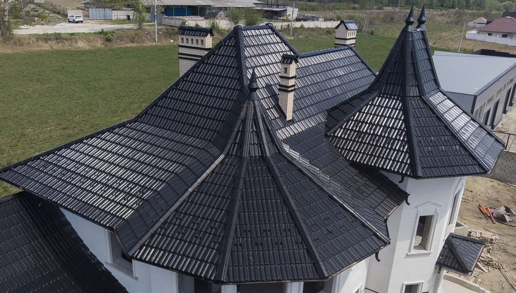 Керамическая черепица, Creaton Rapido, чёрный глянец, Кожушна, Страшены