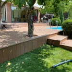Terasă cu decking din lemn plastifiat WPC, ﻿satul Goianul Nou, comuna Stăuceni, mun. Chișinău
