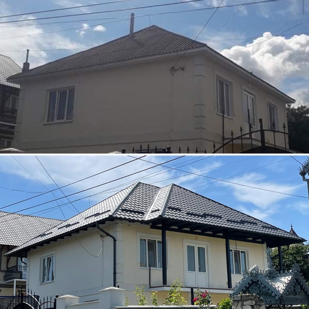 Acoperiș din ardezie renovat cu țiglă metalică, în Republica Moldova