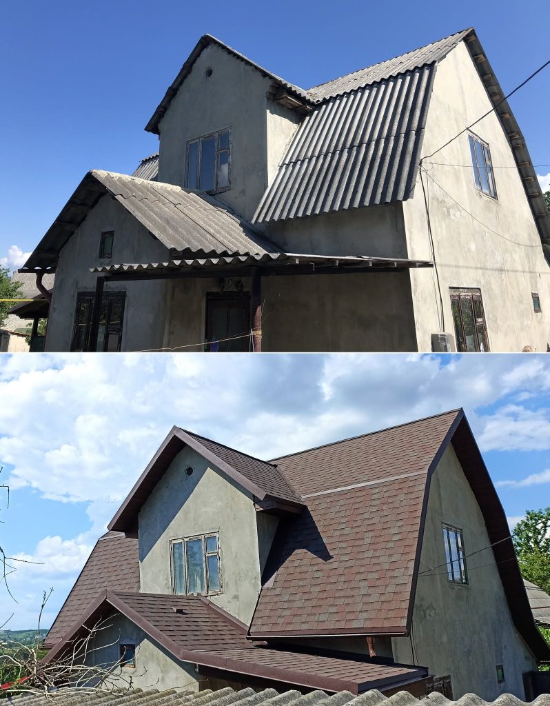 Acoperiș din ardezie renovat cu șindrilă bituminoasă, în Republica Moldova